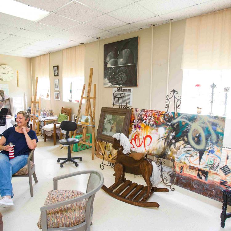  Local artist Sandra Hall maintains a studio in the Oil Springs Cultural Arts & Recreation (OSCAR) center in Johnson county, Ky.